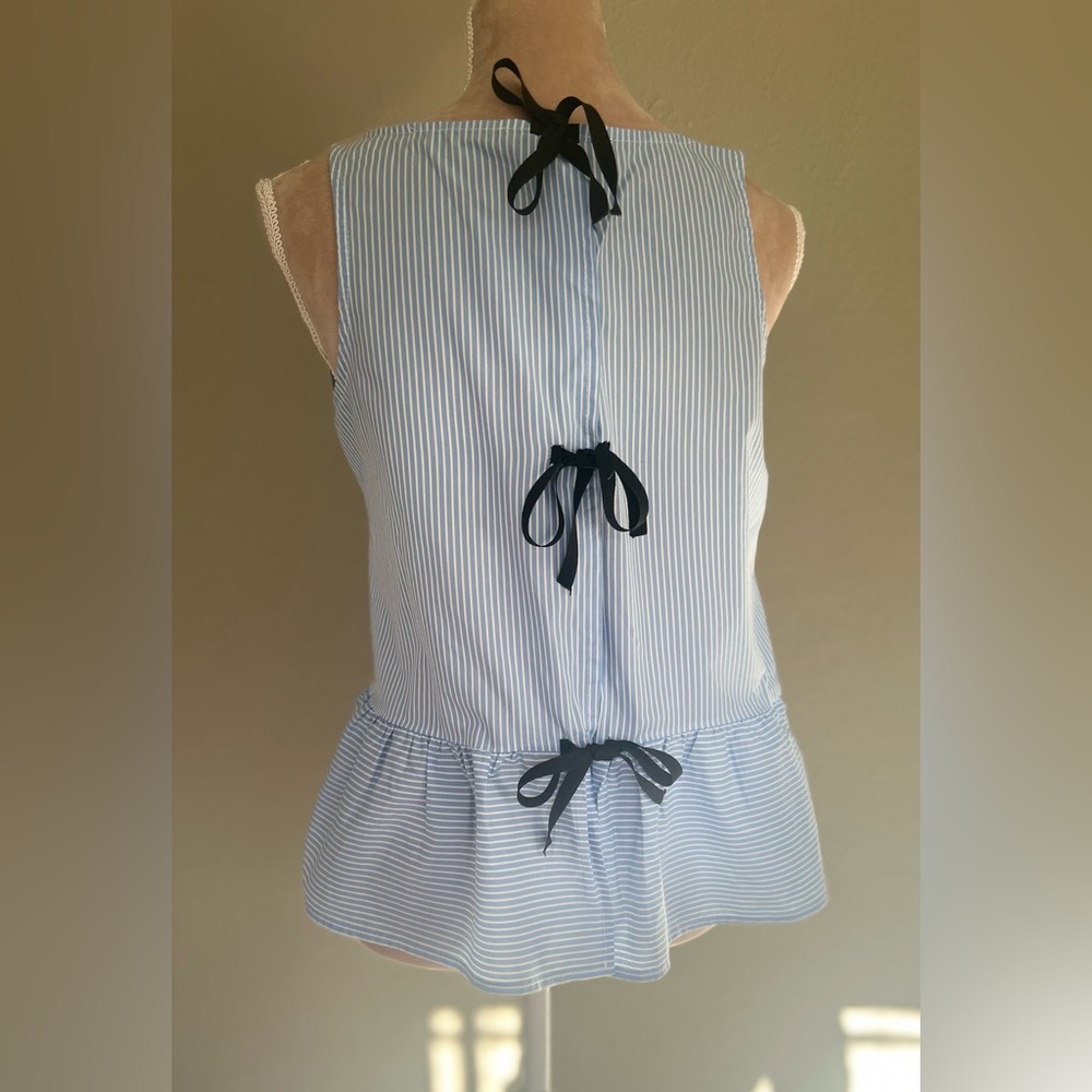 Striped ruffled tank with open back